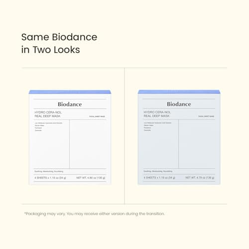 BIODANCE Hydro Cera-nol Real Deep Hydrogel Mask – Moisturizing Overnight Facial Mask, 1.19 oz (4 Sheets)